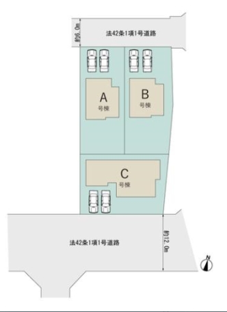 全3棟の区画図。 区画図